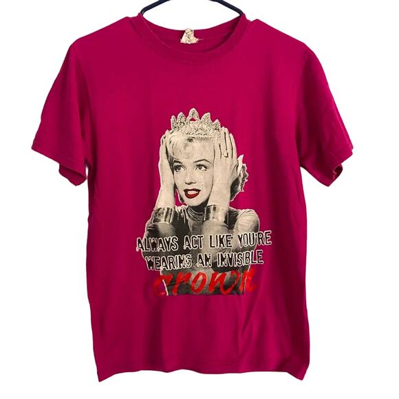 Vintage Marilyn Monroe “invisible crown” fuschia magenta anvil t-shirt sz small - Picture 1 of 4